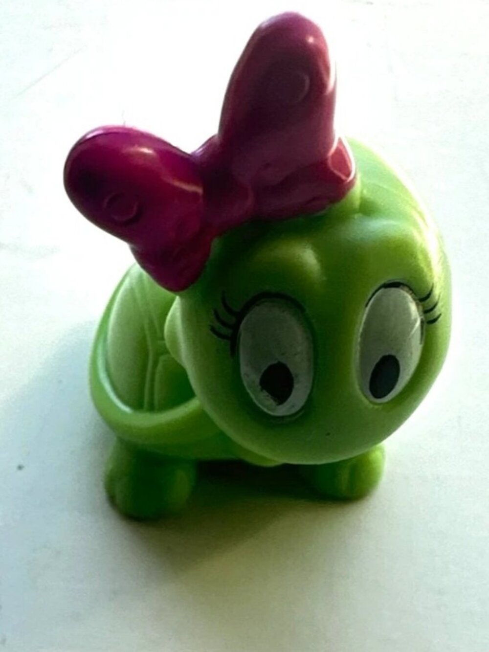 Cute Green Turtle Toy Figure Pink Bow Cartoon Animal Small Plastic Toy
